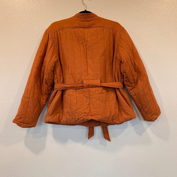 Universal Thread Burnt Orange Quilted Belted Utility Jacket Mock Neck Small - Picture 2 of 11